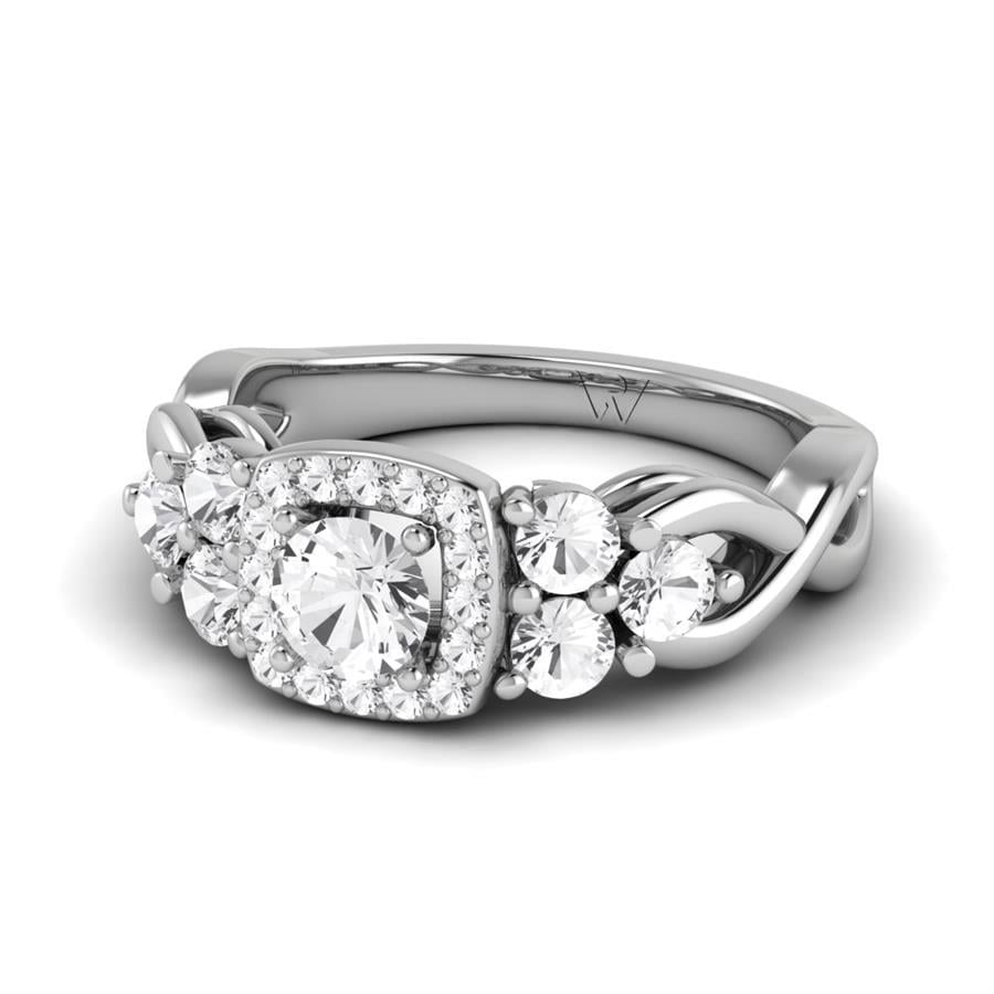 Solitaires Enigme Argent Rhodié Blanc Oxyde de zirconium 1.1 ct