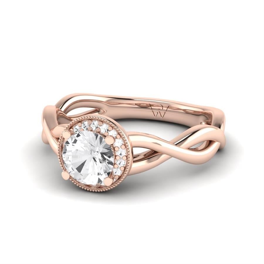 Solitaires Floréal Argent Plaqué Or Rose Diamant 0.75 ct