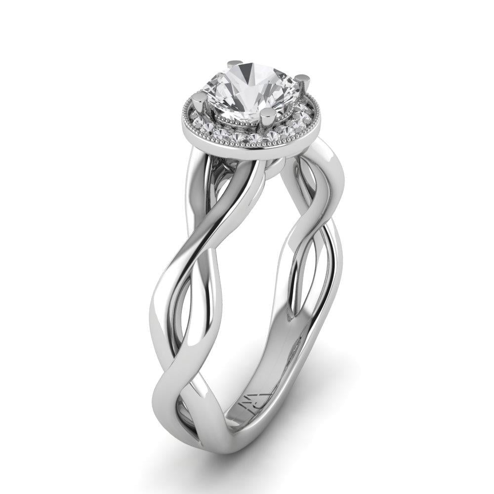 Solitaires Floréal Argent Rhodié Blanc Diamant 0.75 ct