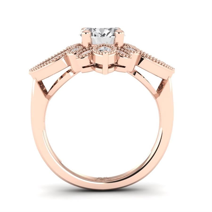 Solitaires Francine Argent Plaqué Or Rose Diamant 2 ct