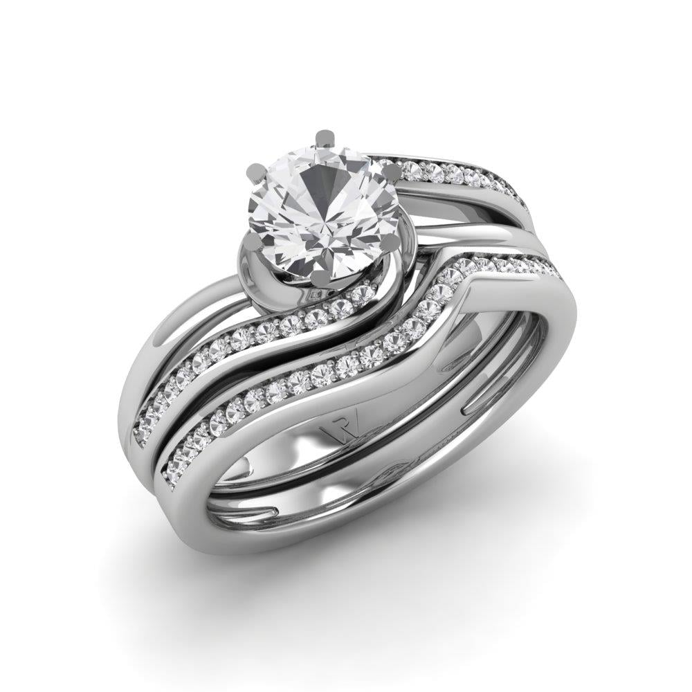 Solitaires Fusion Argent Rhodié Blanc Diamant 1.15 ct