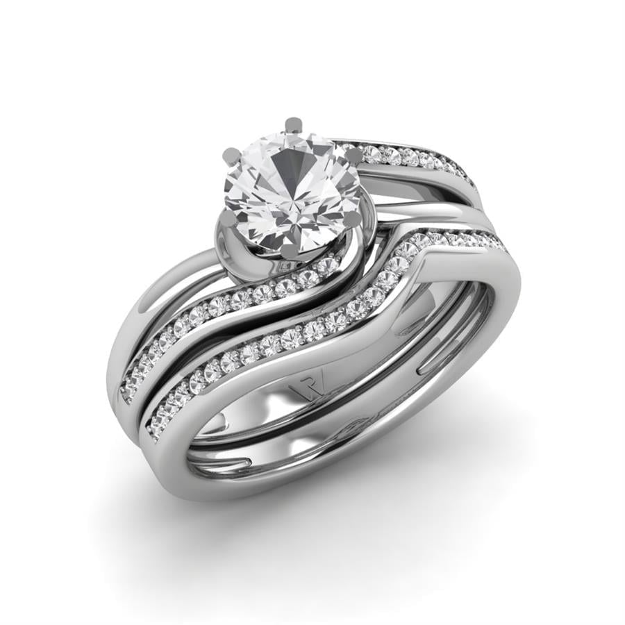 Solitaires Fusion Argent Rhodié Blanc Oxyde de zirconium 1.15 ct