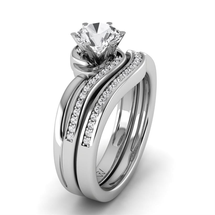 Solitaires Fusion Argent Rhodié Blanc Oxyde de zirconium 1.15 ct