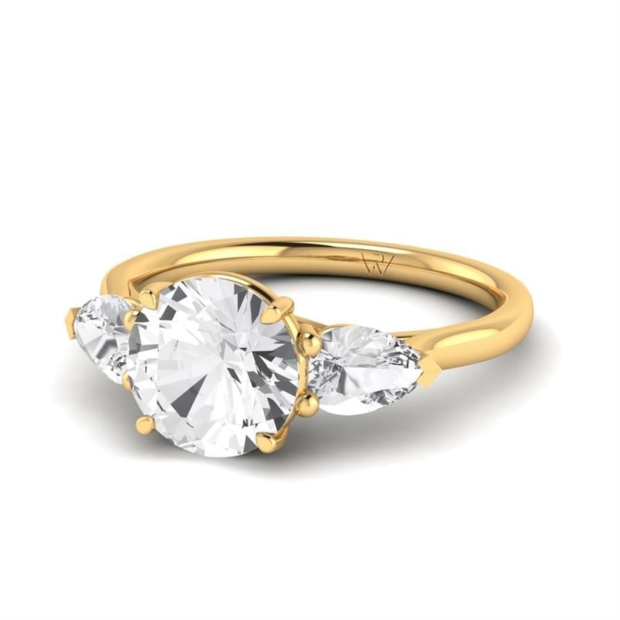 Solitaires Halo Argent Plaqué Or Jaune Diamant 2.7 ct