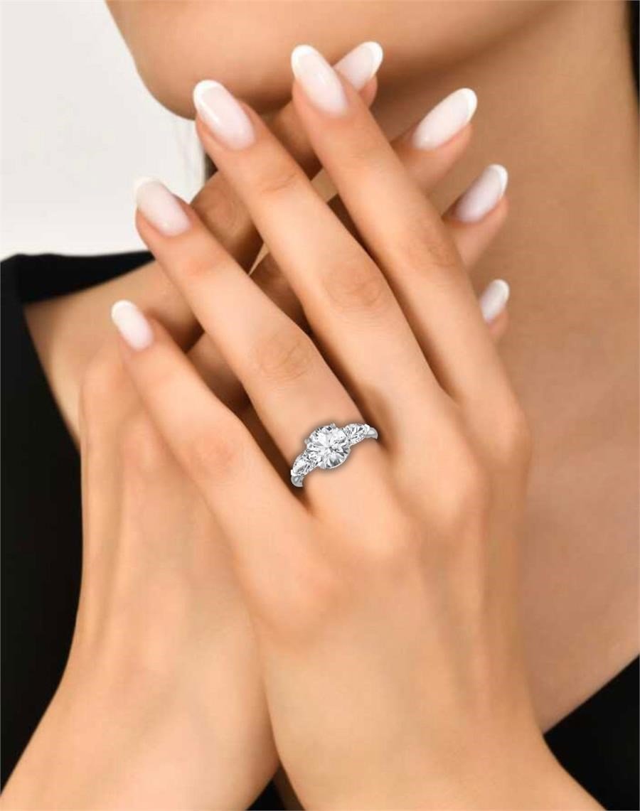 Solitaires Halo Or Blanc Diamant 2.7 ct