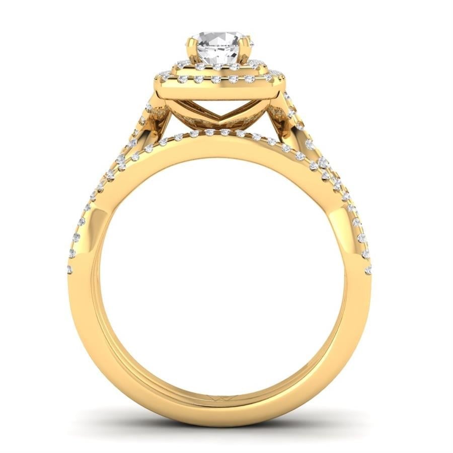 Solitaires Harmonie Argent Plaqué Or Jaune Diamant 1 ct
