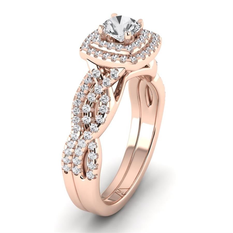 Solitaires Harmonie Argent Plaqué Or Rose Oxyde de zirconium 1 ct