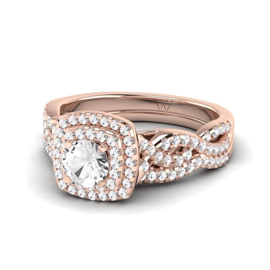 Solitaires Harmonie Argent Plaqué Or Rose Diamant 1 ct