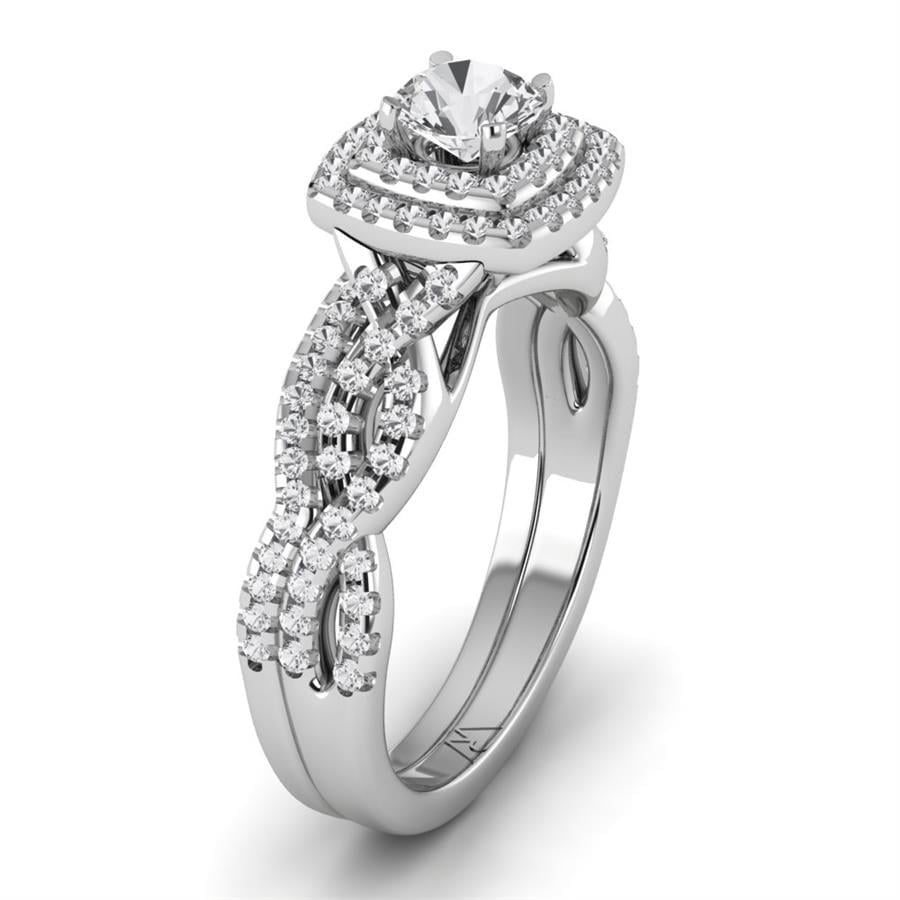 Solitaires Harmonie Argent Rhodié Blanc Oxyde de zirconium 1 ct