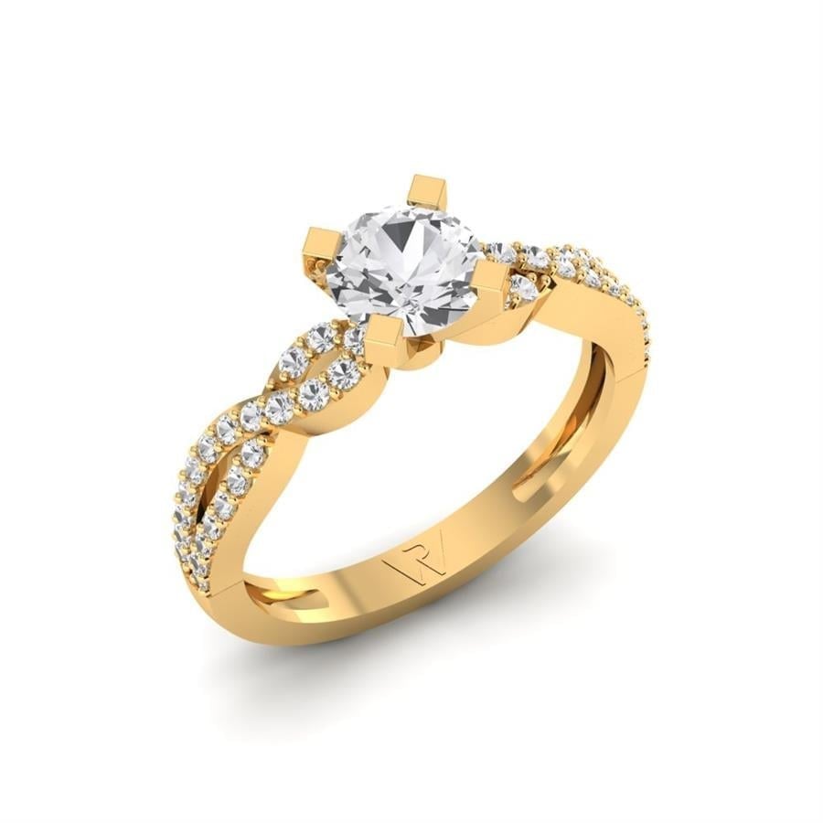 Solitaires Infini Argent Plaqué Or Jaune Diamant 1 ct