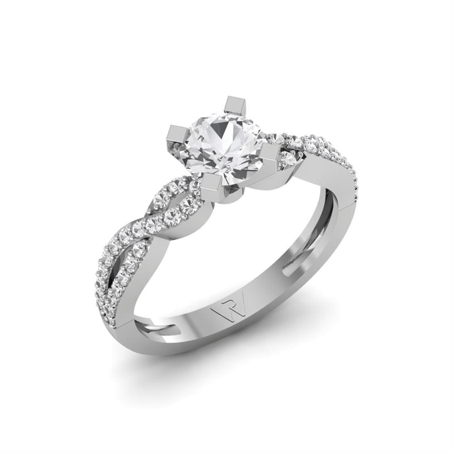Solitaires Infini Argent Rhodié Blanc Diamant 1 ct