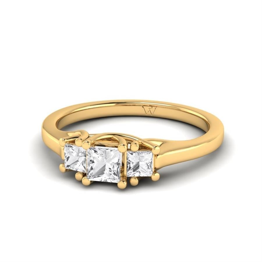 Solitaires Intense Argent Plaqué Or Jaune Oxyde de zirconium 0.60 ct