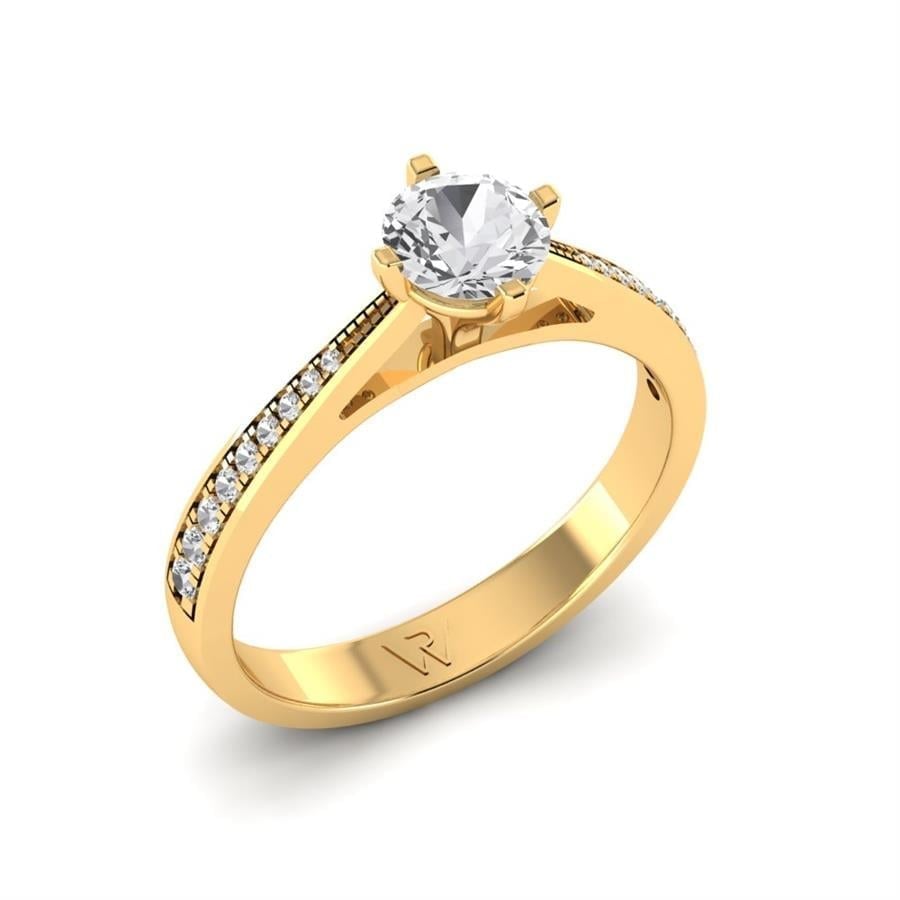 Solitaires Élise Argent Plaqué Or Jaune Diamant 0.85 ct