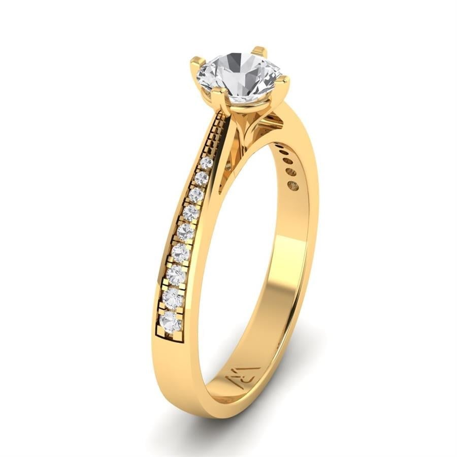 Solitaires Élise Argent Plaqué Or Jaune Diamant 0.85 ct
