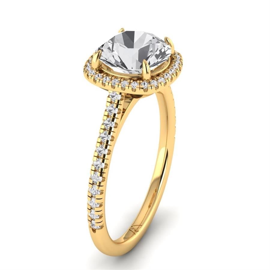 Solitaires Lumière Argent Plaqué Or Jaune Oxyde de zirconium 2.4 ct