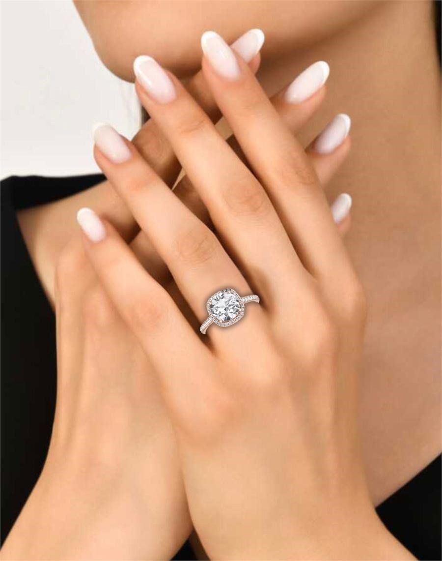 Solitaires Lumière Argent Plaqué Or Rose Oxyde de zirconium 2.4 ct