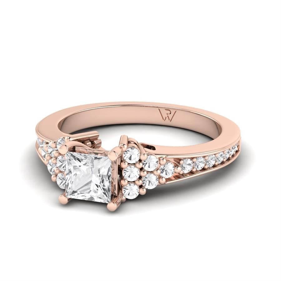 Solitaires Lys Argent Plaqué Or Rose Diamant 1 ct