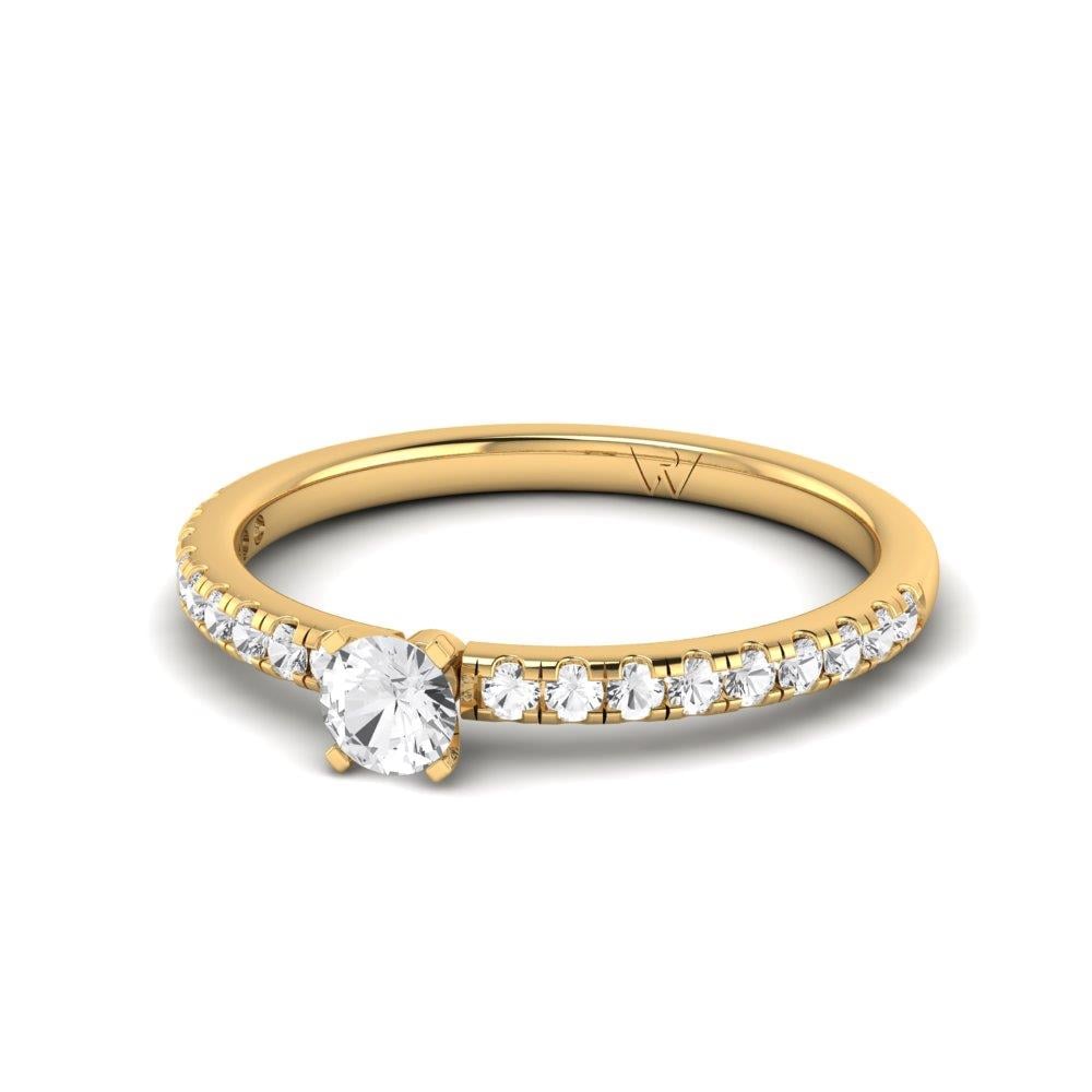Solitaires Minik Argent Plaqué Or Jaune Oxyde de zirconium 0.45 ct