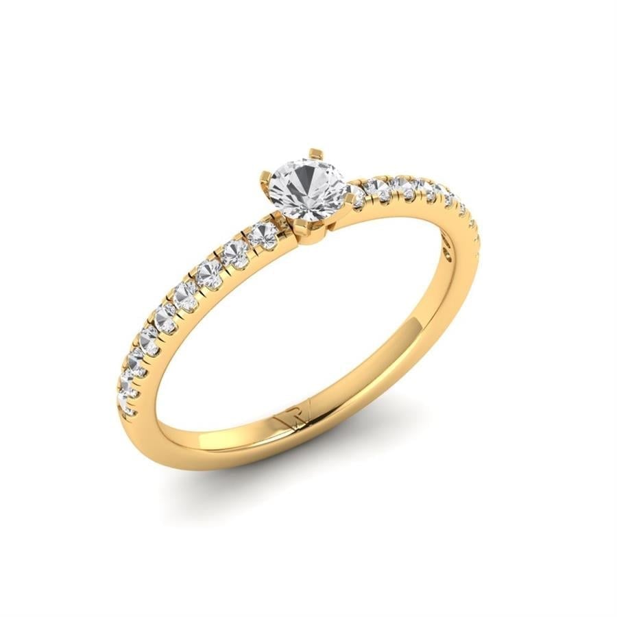 Solitaires Minik Argent Plaqué Or Jaune Diamant 0.45 ct