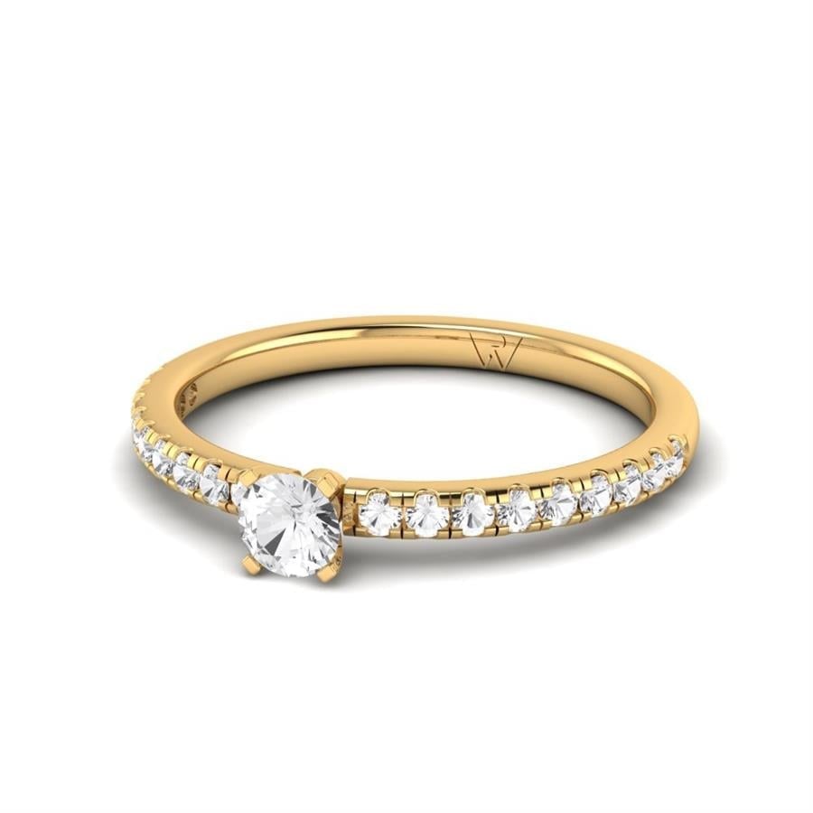Solitaires Minik Argent Plaqué Or Jaune Oxyde de zirconium 0.45 ct