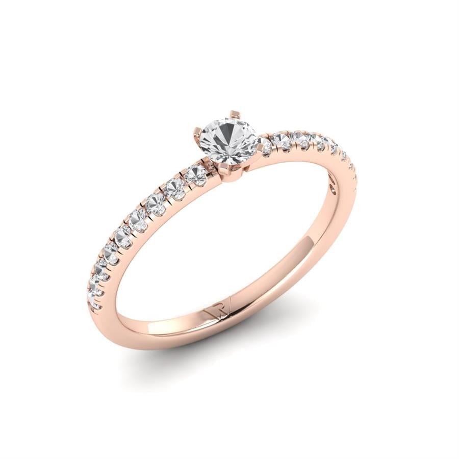 Solitaires Minik Argent Plaqué Or Rose Diamant 0.45 ct