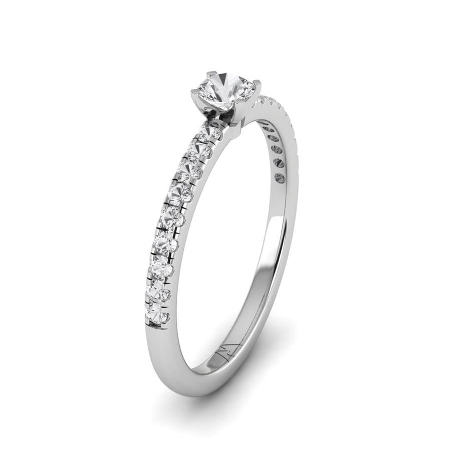 Solitaires Minik Argent Rhodié Blanc Diamant 0.45 ct