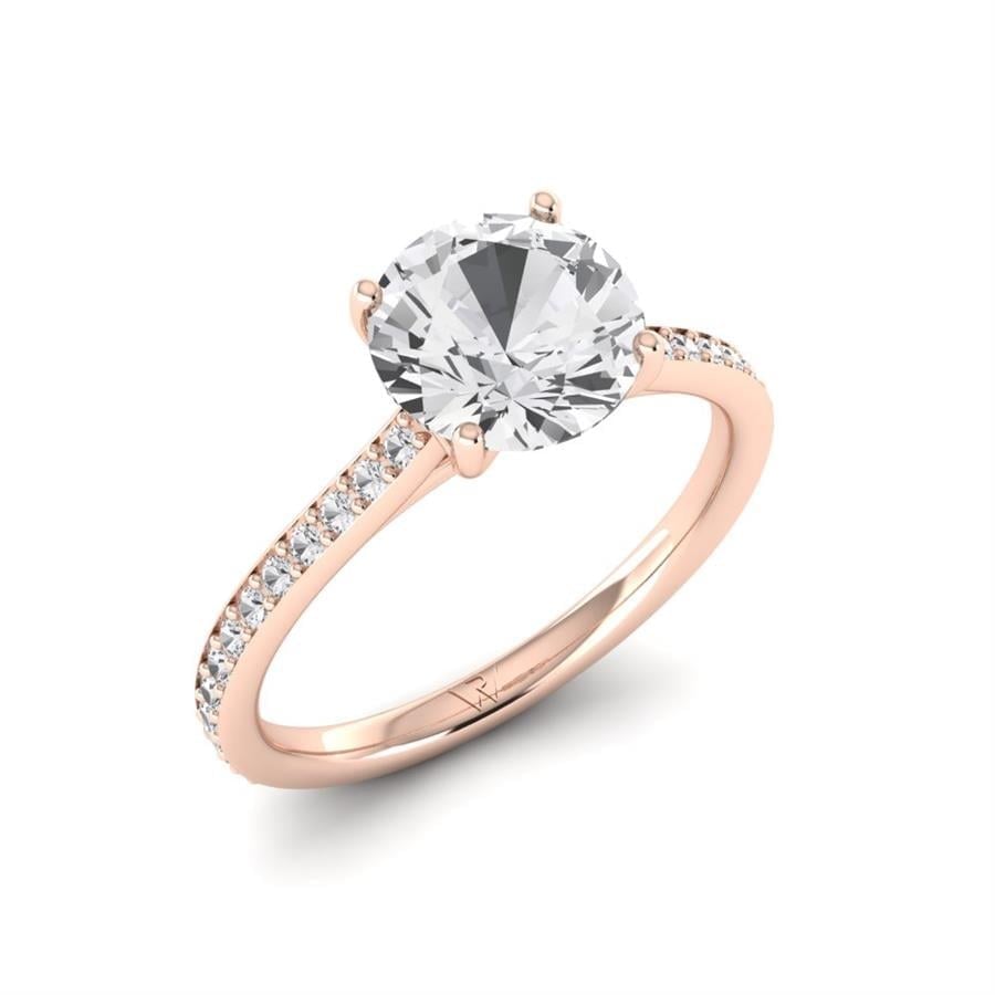 Solitaires Mirellon Argent Plaqué Or Rose Oxyde de zirconium 2.20 ct