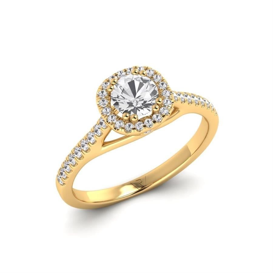Solitaires Miroir Argent Plaqué Or Jaune Diamant 0.67 ct