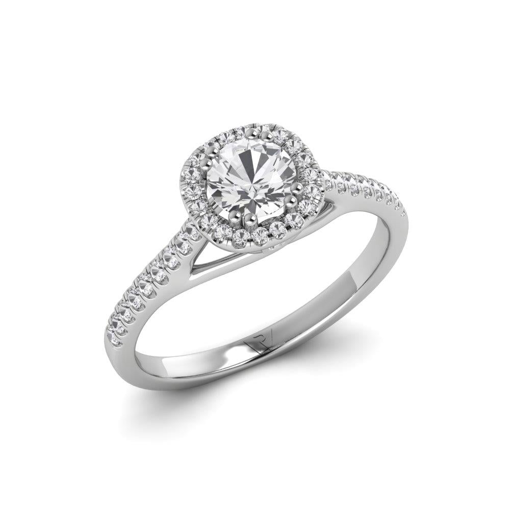 Solitaires Miroir Argent Rhodié Blanc Oxyde de zirconium 0.67 ct