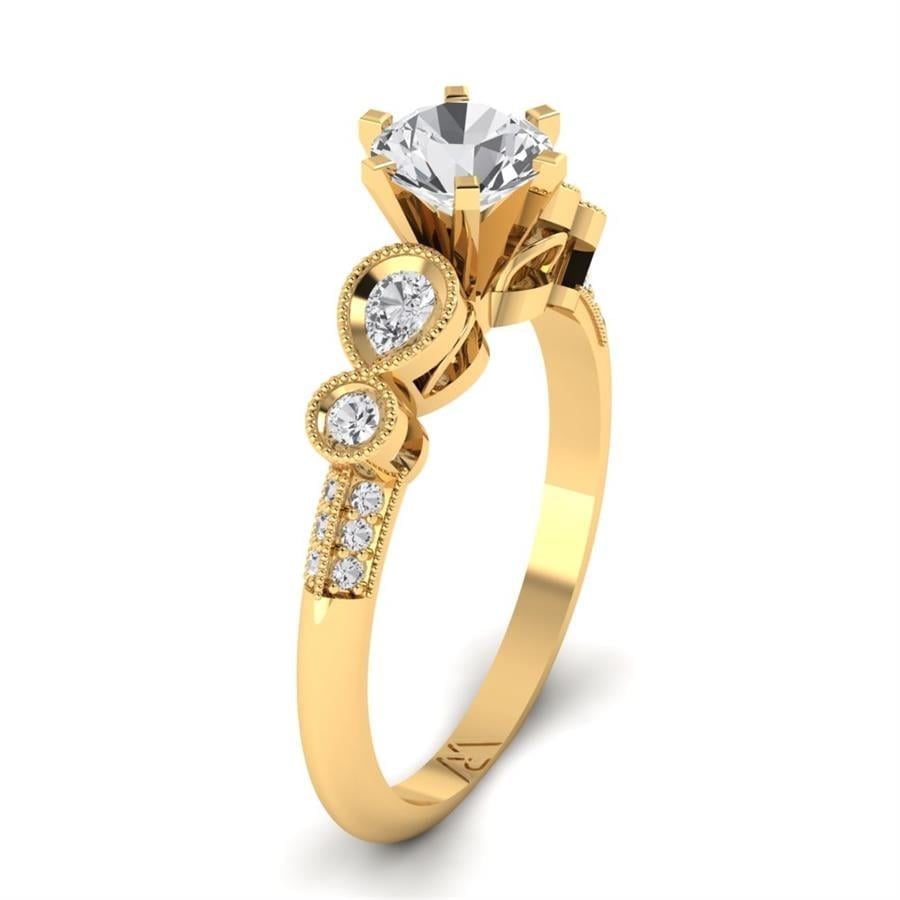 Solitaires Mélodie Argent Plaqué Or Jaune Oxyde de zirconium 1.05 ct