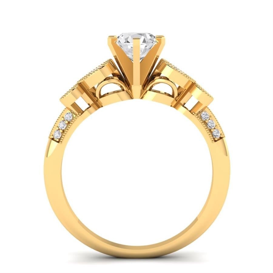 Solitaires Mélodie Argent Plaqué Or Jaune Oxyde de zirconium 1.05 ct