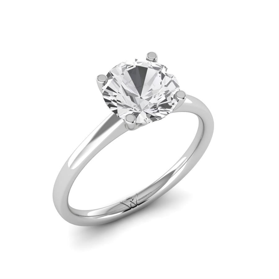 Solitaires Noble Argent Rhodié Blanc Diamant 2 ct