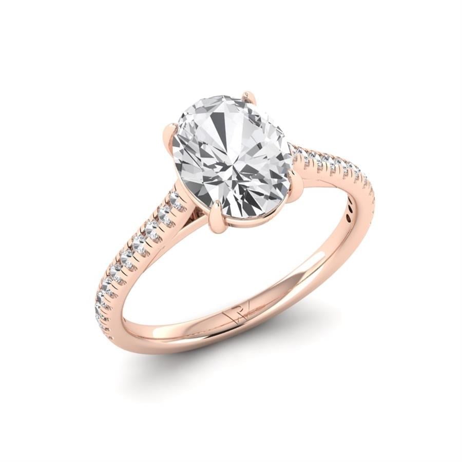 Solitaires Ovale Argent Plaqué Or Rose Oxyde de zirconium 1.85 ct