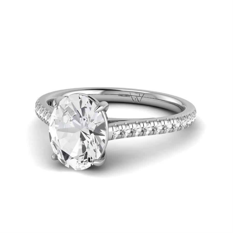 Solitaires Ovale Argent Rhodié Blanc Diamant 1.85 ct