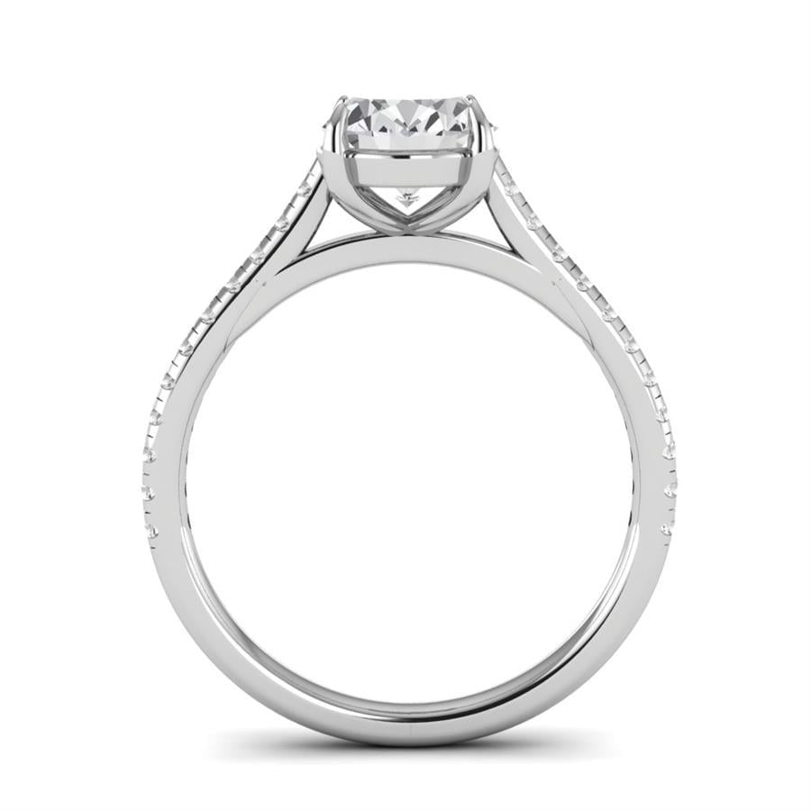 Solitaires Ovale Argent Rhodié Blanc Oxyde de zirconium 1.85 ct