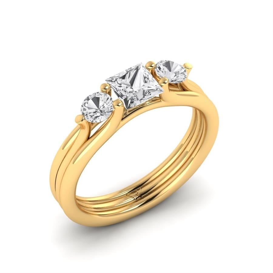 Solitaires Poésie Argent Plaqué Or Jaune Diamant 0.95 ct