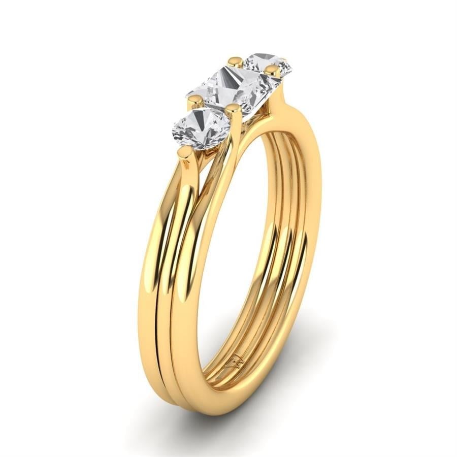 Solitaires Poésie Argent Plaqué Or Jaune Oxyde de zirconium 0.95 ct