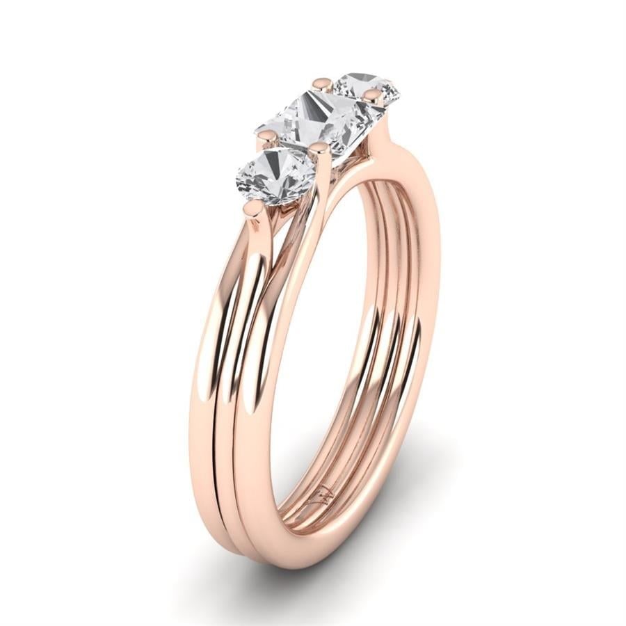 Solitaires Poésie Argent Plaqué Or Rose Oxyde de zirconium 0.95 ct