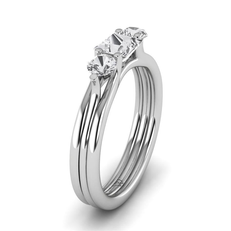 Solitaires Poésie Argent Rhodié Blanc Oxyde de zirconium 0.95 ct