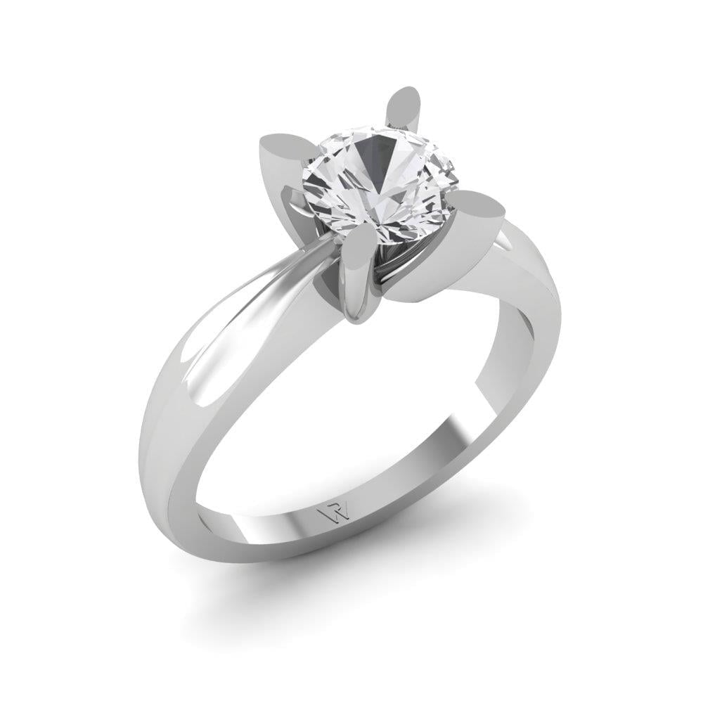 Solitaires Pétale Argent Plaqué Or Jaune Diamant 1 ct