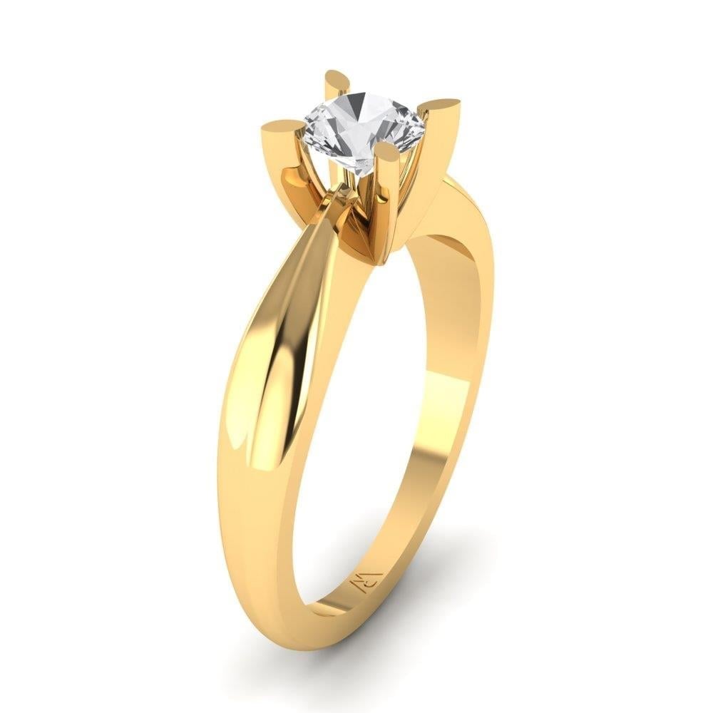 Solitaires Pétale Argent Plaqué Or Jaune Oxyde de zirconium 0.50 ct