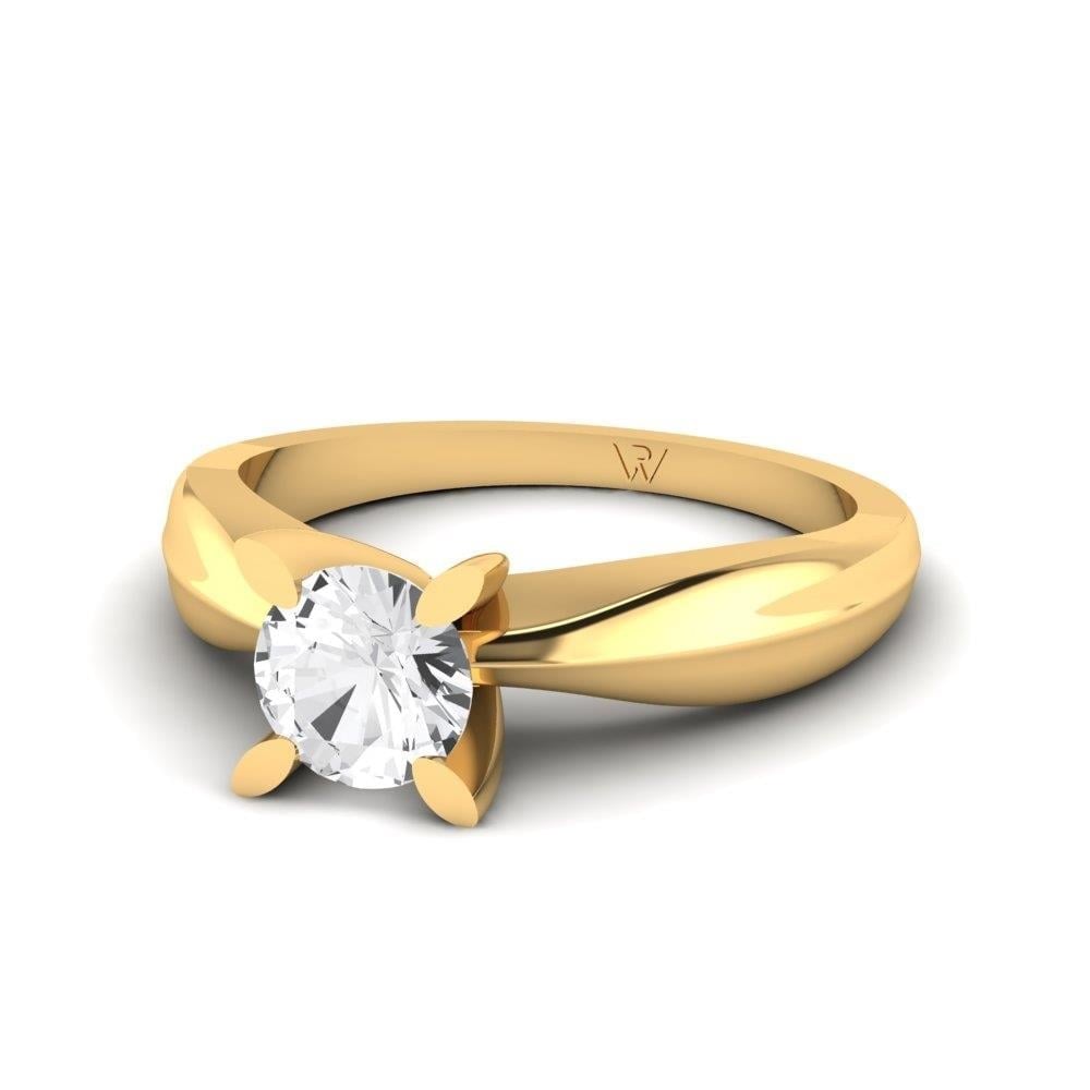 Solitaires Pétale Argent Plaqué Or Jaune Oxyde de zirconium 0.70 ct