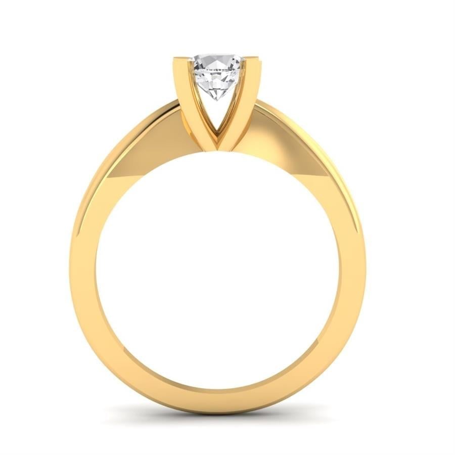 Solitaires Pétale Argent Plaqué Or Jaune Oxyde de zirconium 0.50 ct