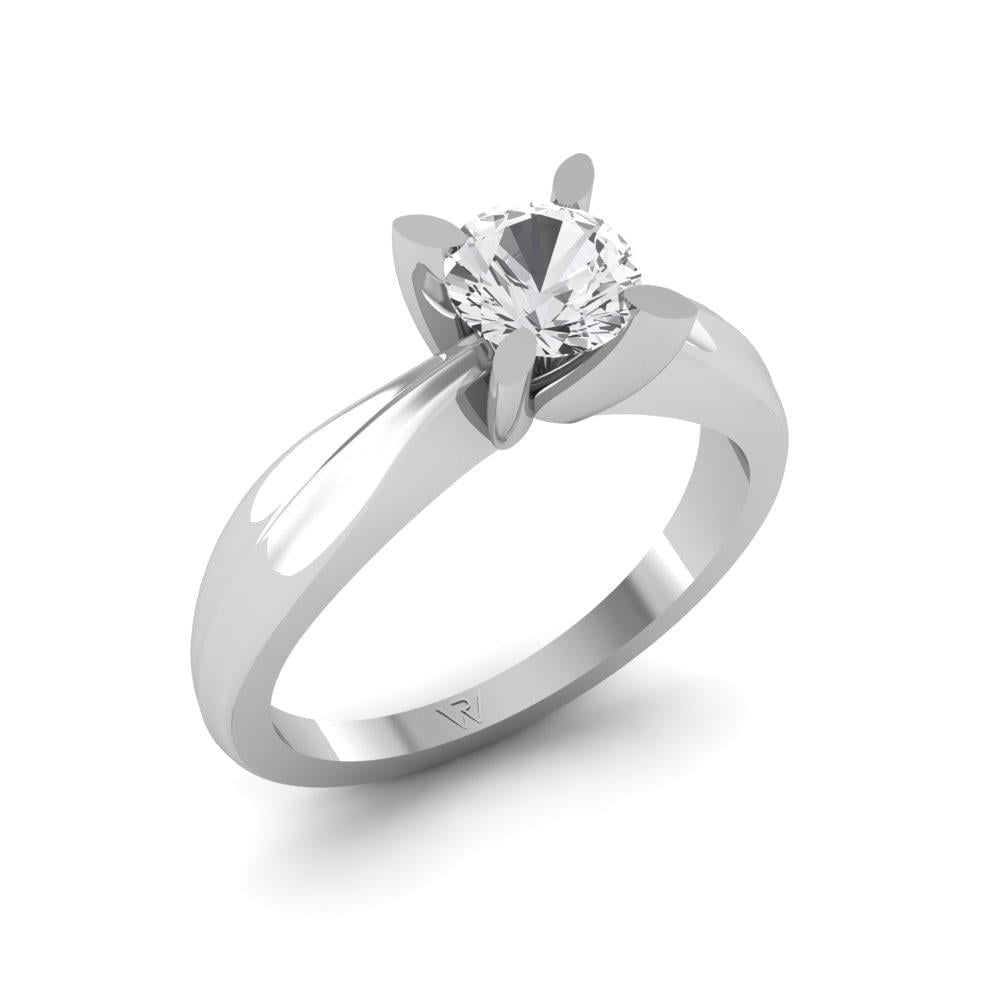 Solitaires Pétale Argent Rhodié Blanc Oxyde de zirconium 0.70 ct