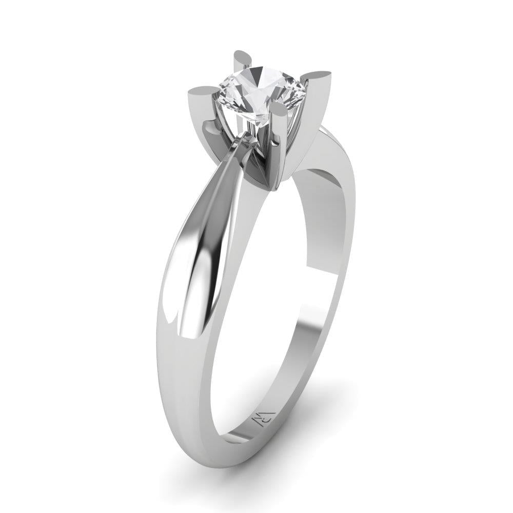 Solitaires Pétale Argent Rhodié Blanc Oxyde de zirconium 0.50 ct