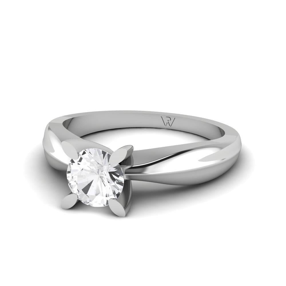 Solitaires Pétale Argent Rhodié Blanc Oxyde de zirconium 0.70 ct