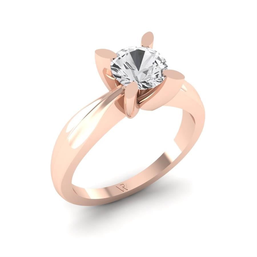 Solitaires Pétale Or Rose Diamant 1 ct