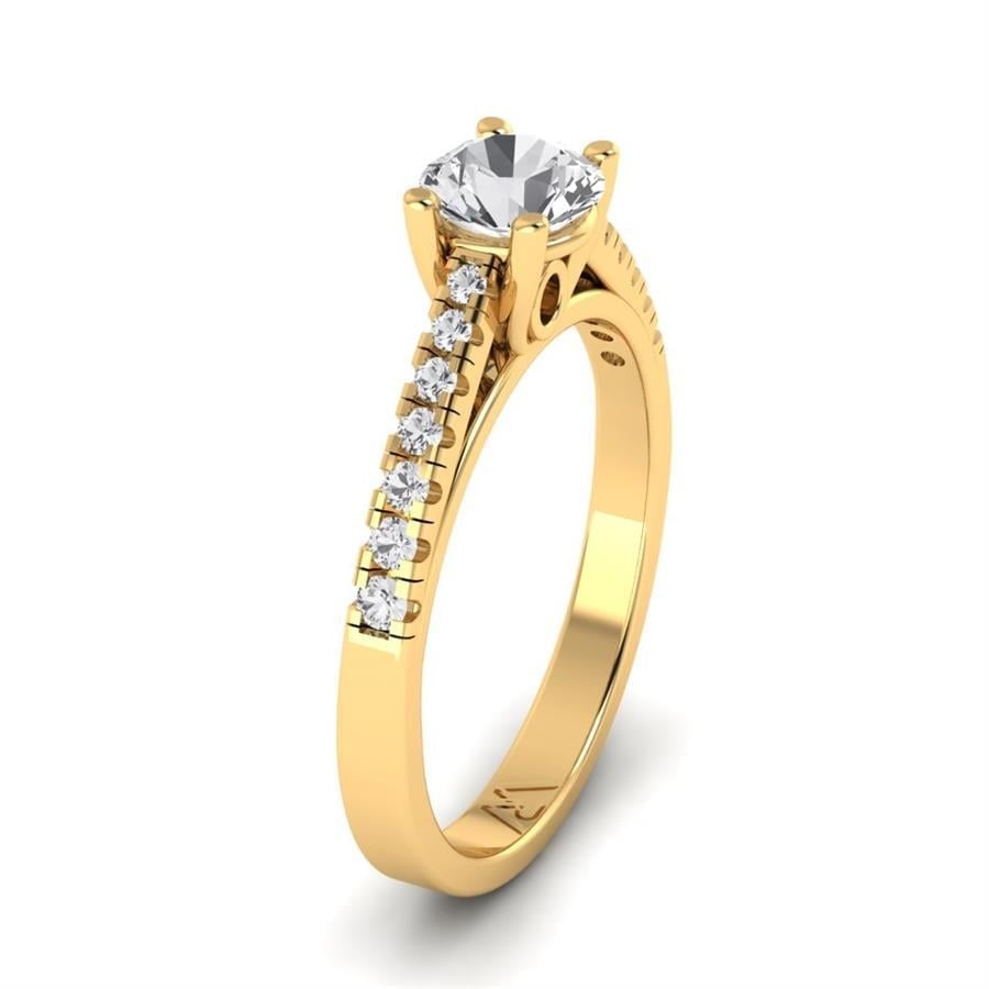 Solitaires Épure Argent Plaqué Or Jaune Diamant 0.85 ct