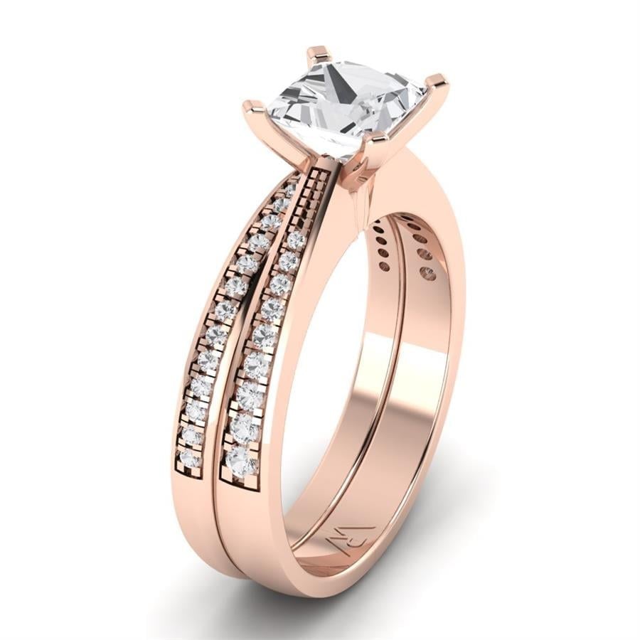 Solitaires Radiance Argent Plaqué Or Rose Diamant 1.30 ct