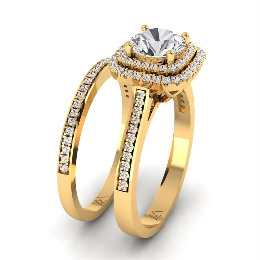 Solitaires Rayonne Argent Plaqué Or Jaune Oxyde de zirconium 1.27 ct